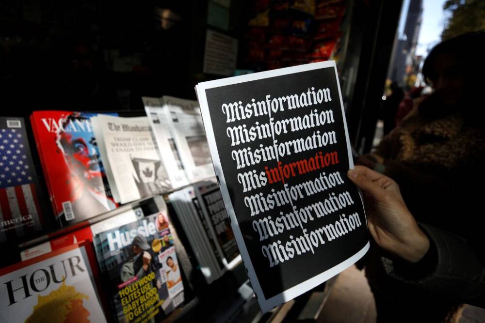A misinformation news stand is seen in Manhattan, New York, United States on October 30, 2018. (Atilgan Ozdil/Anadolu Agency/Getty Images)
