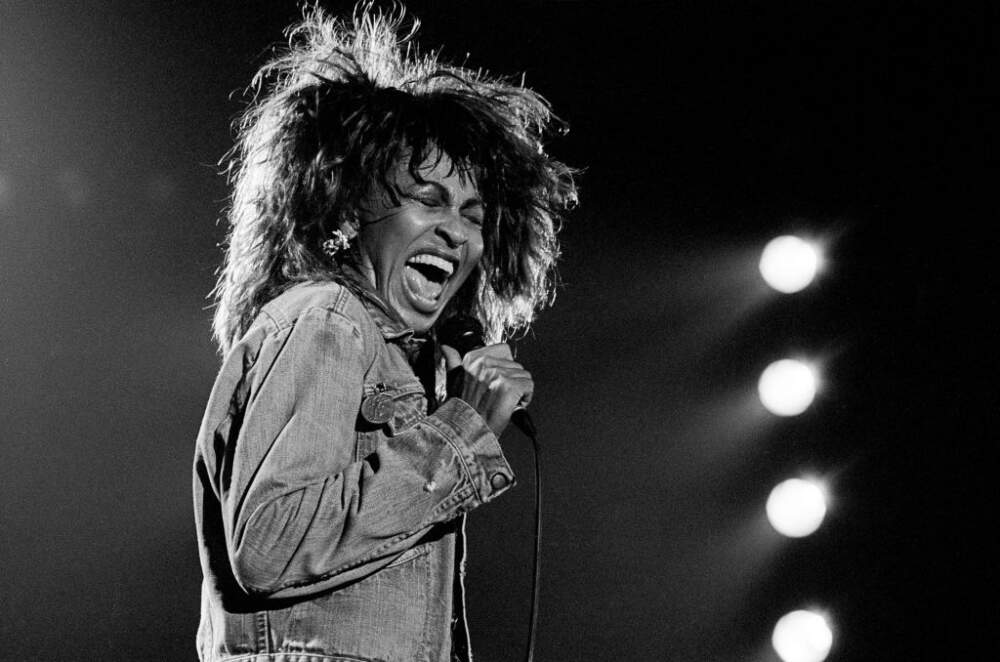 Tina Turner performs at sportpaleis Ahoy, Rotterdam, Netherlands, 8 April 1985. (Paul Bergen/Redferns via Getty Images