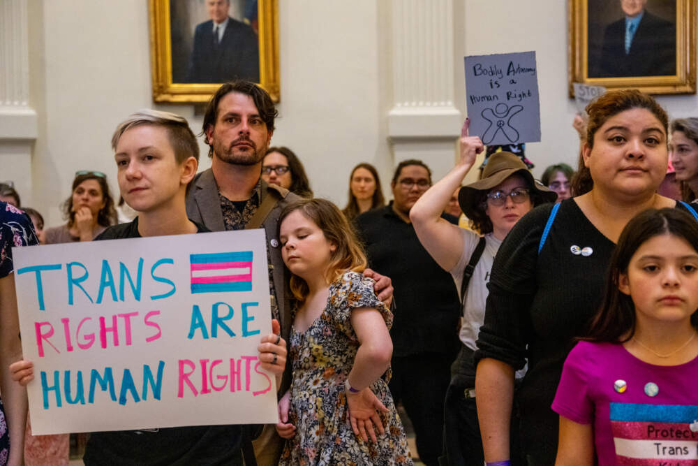 Abortion rights demonstrators and transgender rights activists gather during an International Women's Day abortion rights demonstration at the Texas State Capitol on March 08, 2023 in Austin, Texas. (Brandon Bell/Getty Images)