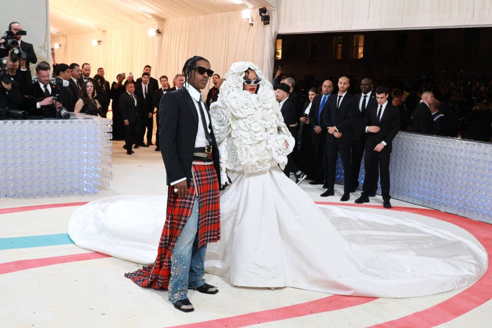 A$AP Rocky and Rihanna attend The 2023 Met Gala Celebrating &quot;Karl Lagerfeld: A Line Of Beauty&quot; at The Metropolitan Museum of Art on May 01, 2023 in New York City. (Theo Wargo/Getty Images for Karl Lagerfeld)