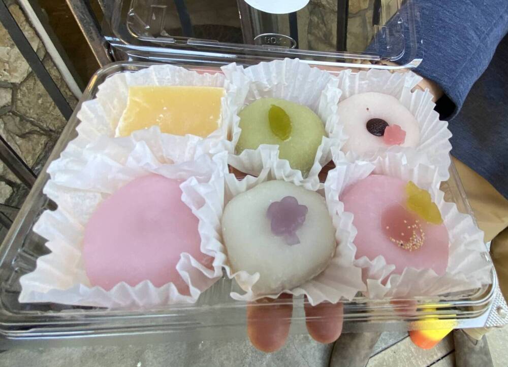 Mochi in many flavors from Fugetsu-Do (Kathy Gunst/Here & Now)