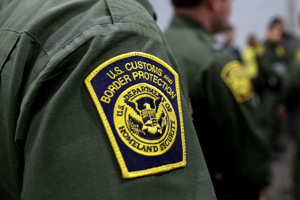 Border Patrol agents hold a news conference prior to a media tour of a new U.S. Customs and Border Protection temporary facility near the Donna International Bridge in Donna, Texas, May 2, 2019. (Eric Gay/AP)