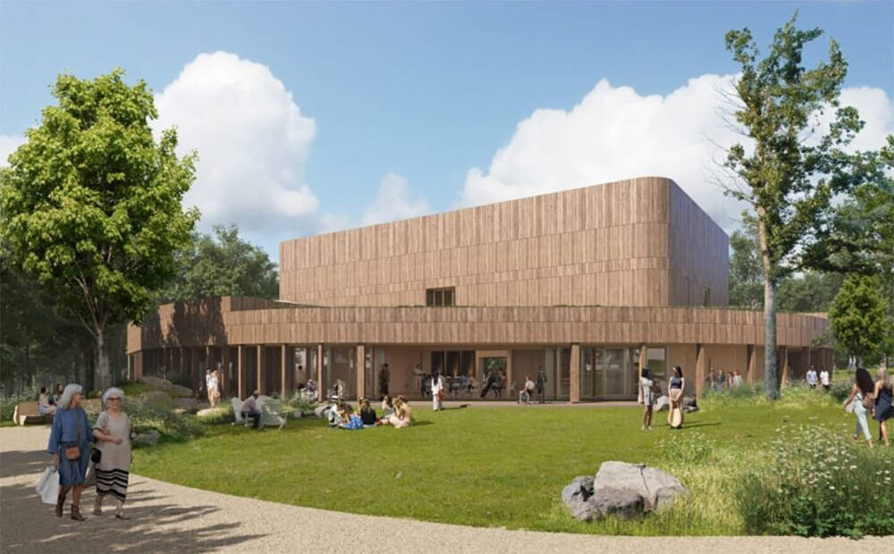 A rendering of the new Doris Duke Theatre at Jacob's Pillow in Becket, Massachusetts. (Courtesy Mecanoo Architects and Marvel)