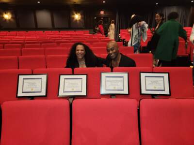 Dawn Meredith Simmons and Maurice Emmanuel Parent at the Elliot Norton Awards in May 2023. The Front Porch Arts Collective won 12 awards that evening. (Photo by Donovan Holt courtesy Maurice Emmanuel Parent) 