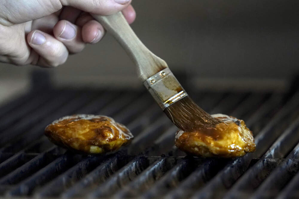 A chef prepares Good Meat's cultivated chicken. (Jeff Chiu/AP)