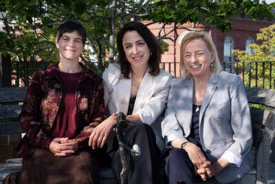 From Left to Right: Ashirah Knapp, author Shannon A. Mullen and  Gov. Janet Mills. (Courtesy of Thomas Petzwinkler)