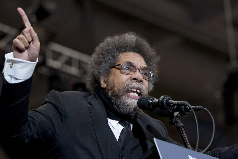 Former Harvard professor Cornel West speaking in 2020, in Durham, New Hampshire. (Andrew Harnik/AP)