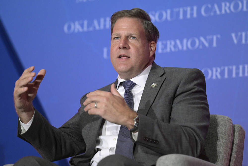 New Hampshire Gov. Chris Sununu takes part in a panel discussion during a Republican Governors Association conference on Nov. 15, 2022, in Orlando, Fla. (Phelan M. Ebenhack/AP)