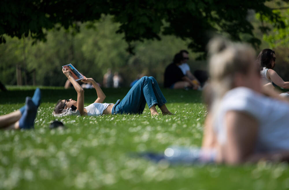 A woman reads a book in Hyde Park as warm weather continues. (Chris J Ratcliffe/Getty Images)