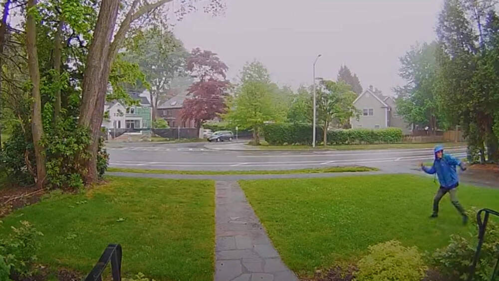 A screenshot from security camera footage shared by the Middlesex County District Attorney in May 2022. (Source: Middlesex County District Attorney/YouTube)