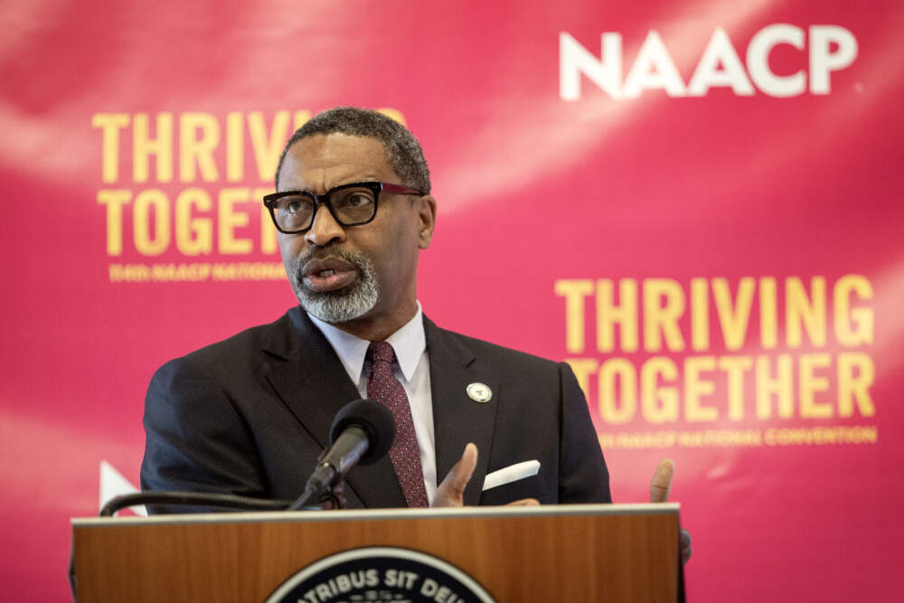 Derrick Johnson, NAACP President and CEO, talks about the 114th National Convention which will take place in Boston. (Robin Lubbock/WBUR)