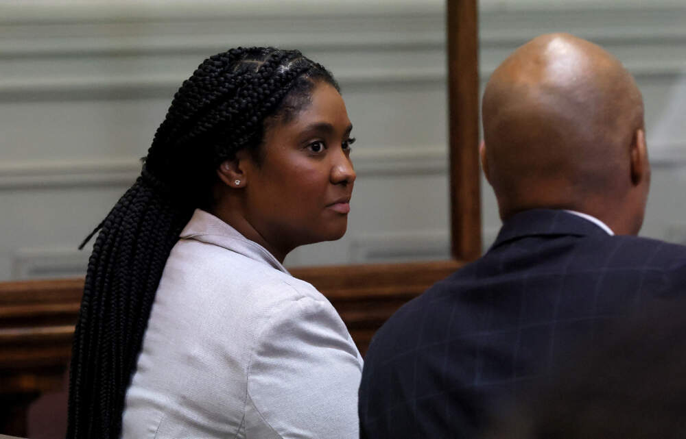 Boston City Councilor Kendra Lara appears at a probable cause hearing in West Roxbury District Court, July 19, 2023. (Nancy Lane/Boston Herald/Pool)