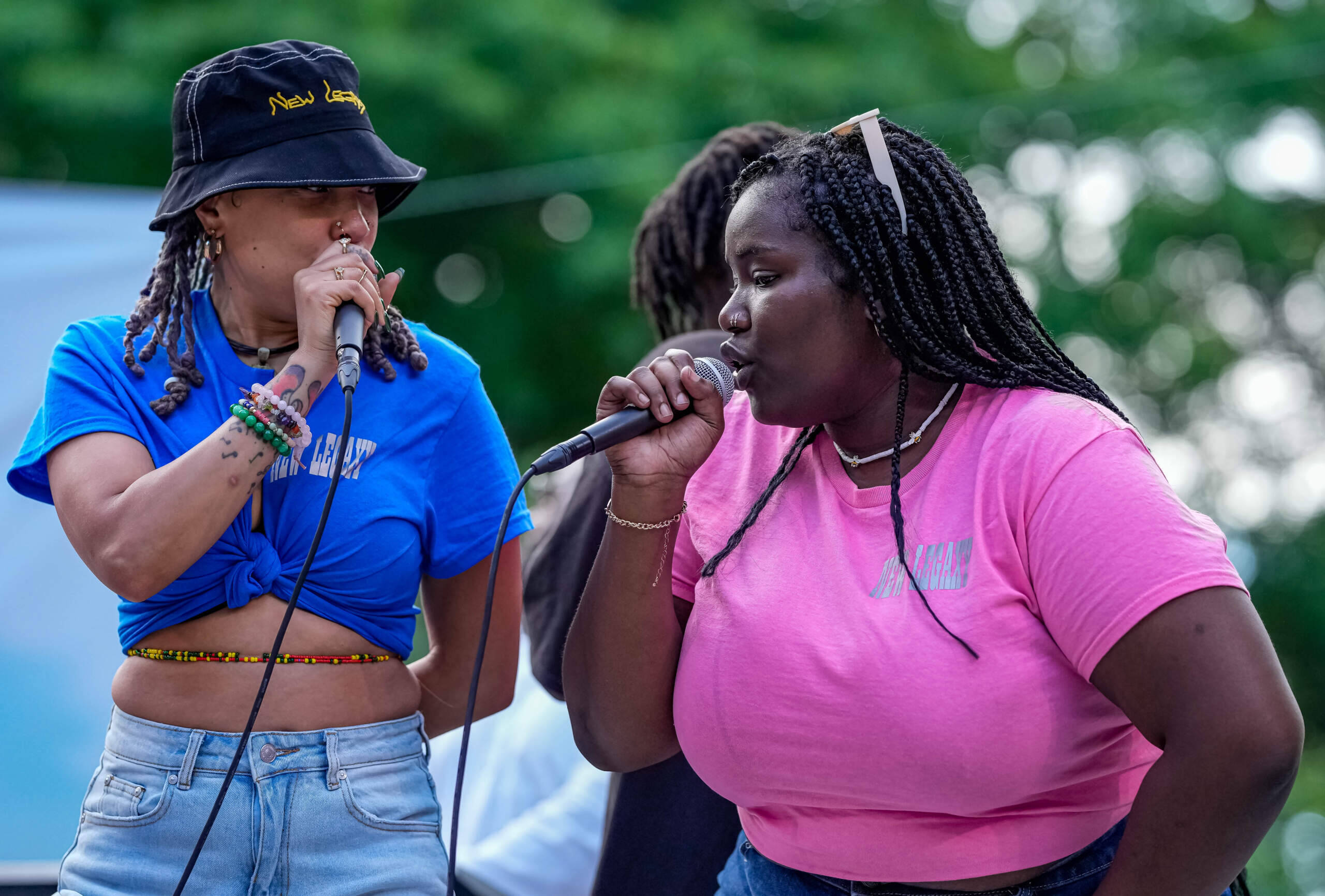 Two performers sing along at last year's festival. (Courtesy Charles River Jazz Festival)
