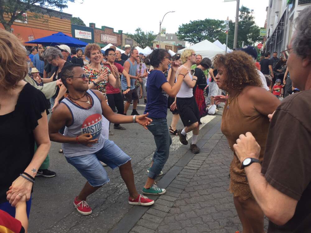 People dancing in the street at ArtBeat. (Photo courtesy of the Somerville Arts Council)