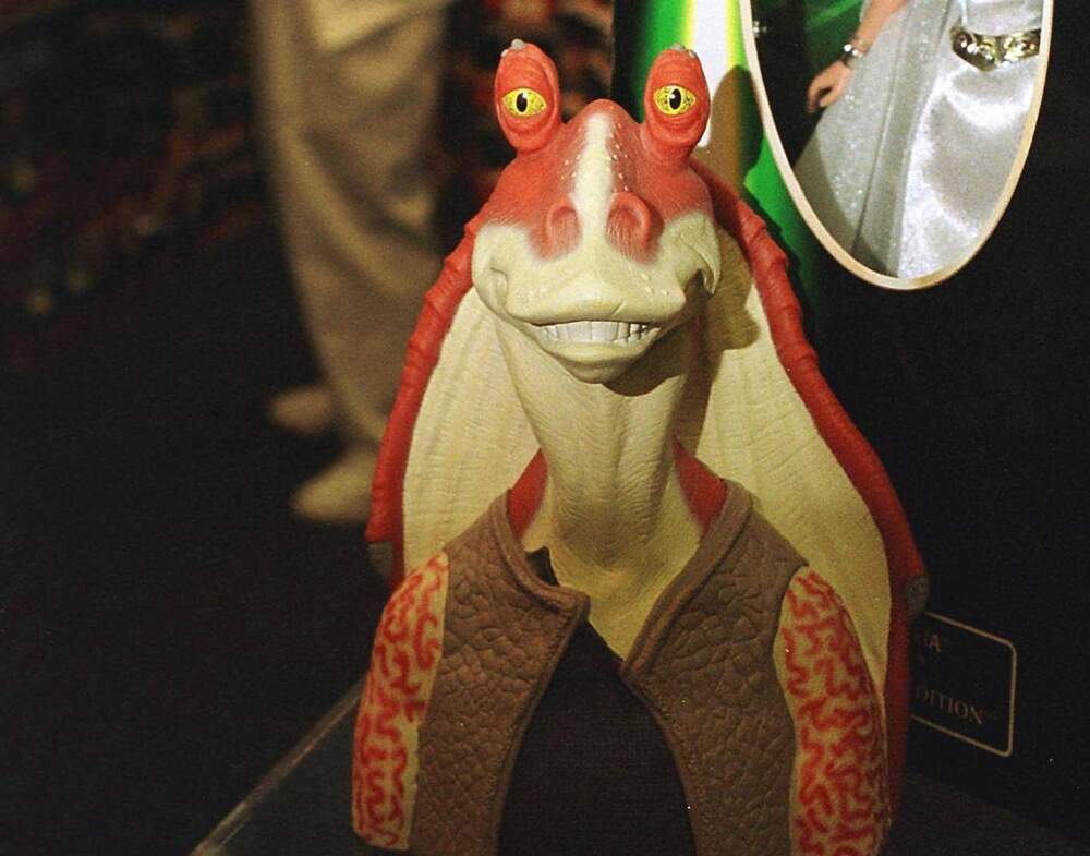 A figure of the character called Jar Jar Binks from &quot;The Phantom Menace.&quot; (Matt Campbell/AFP via Getty Images)
