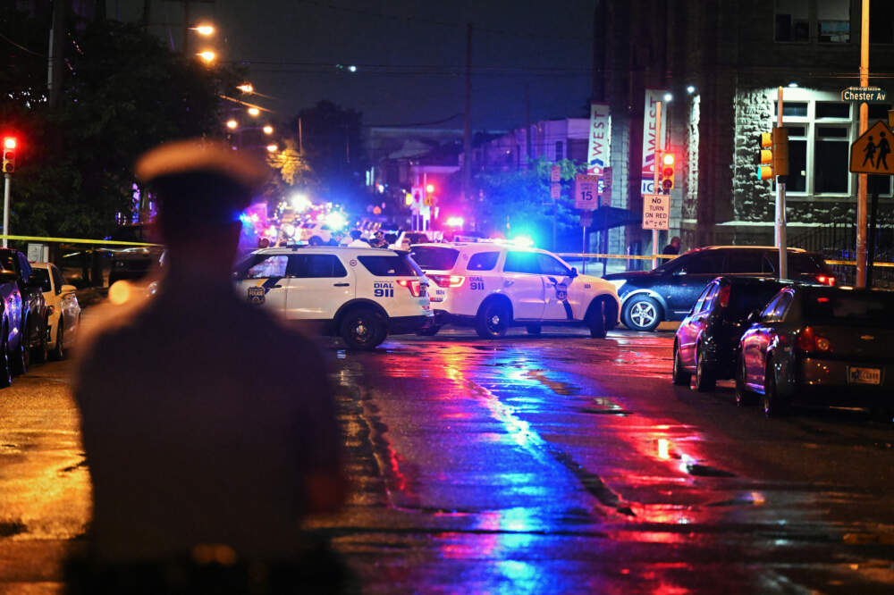 Police work the scene of a shooting on July 3, 2023 in Philadelphia, Pennsylvania. (Drew Hallowell/Getty Images)
