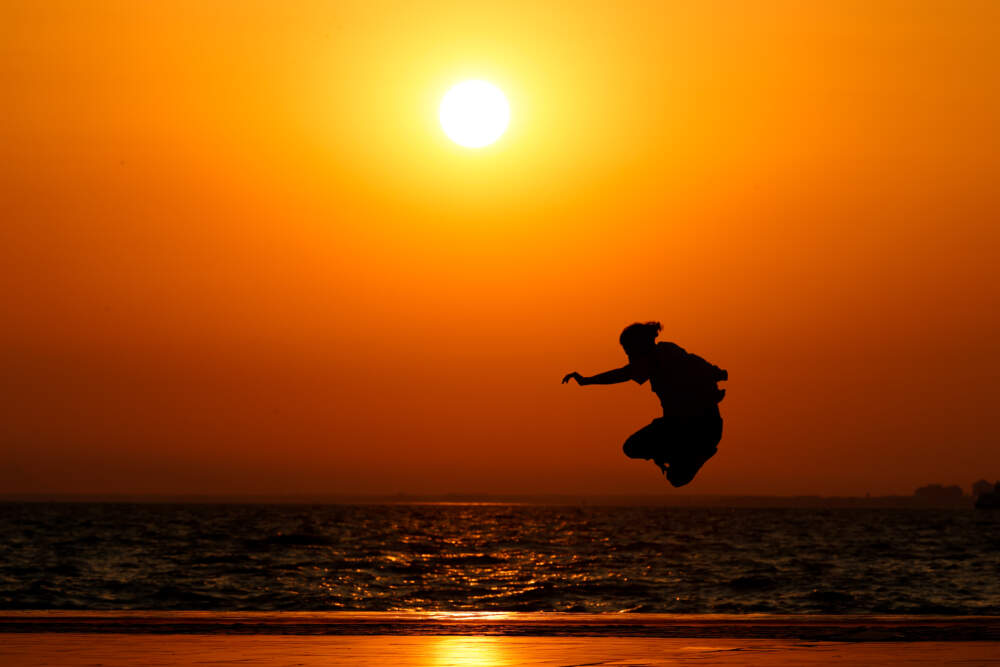 A boy skates at sunset in Izmir, Turkiye on July 4, 2023. (Lokman Ä°lhan/Anadolu Agency via Getty Images)