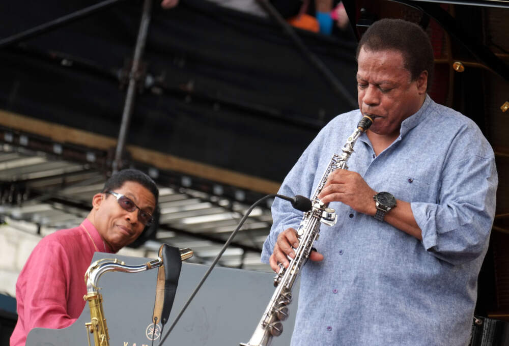 Herbie Hancock and Wayne Shorter perform at the Newport Jazz Festival in Newport, R.I. on Saturday, Aug. 3, 2013. (Joe Giblin/AP)