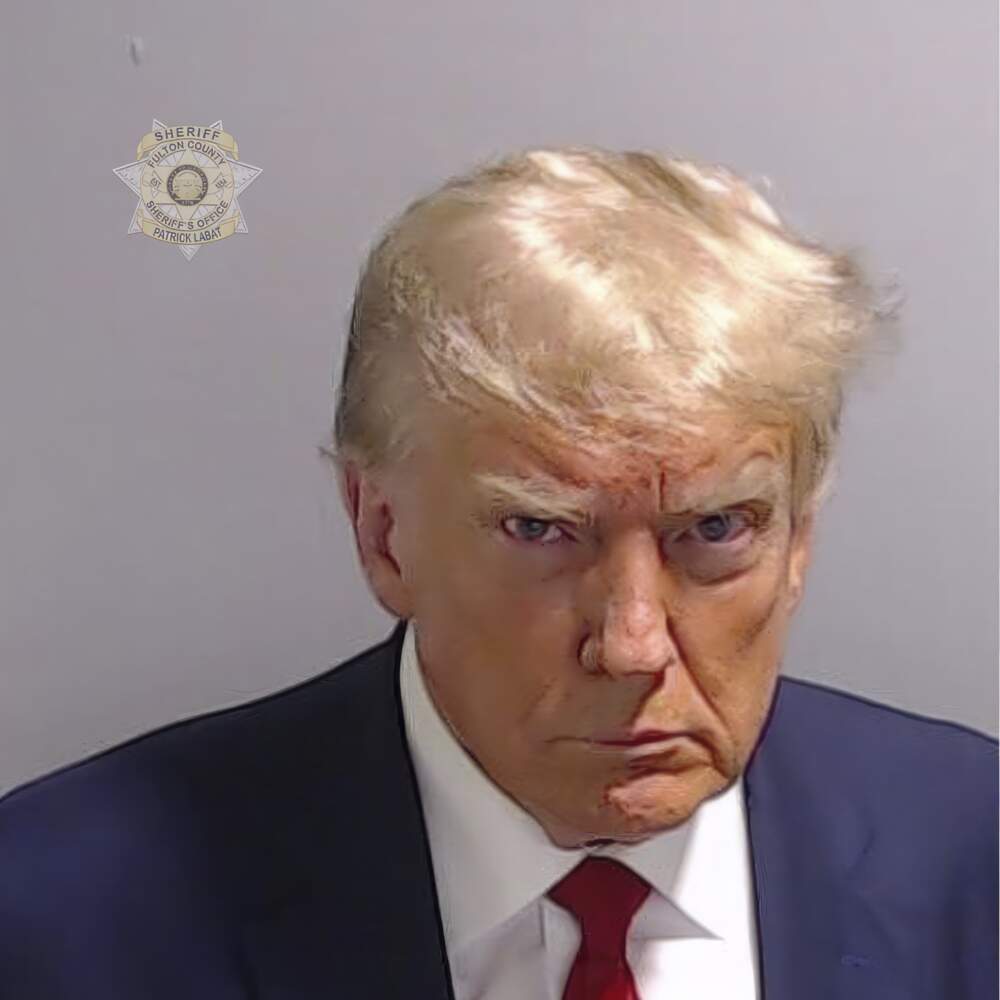 This booking photo provided by Fulton County Sheriff's Office, shows former President Donald Trump on Thursday, Aug. 24, 2023, after he surrendered and was booked at the Fulton County Jail in Atlanta.(Fulton County Sheriff's Office via AP)