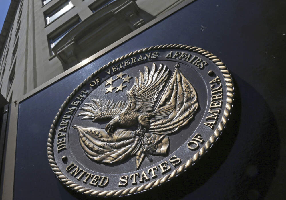 A seal is displayed on the front of the Veterans Affairs Department building in Washington. The U.S. Defense Department and the Department of Veteran Affairs are making it difficult, and sometimes impossible for veterans to get infertility treatments, according to lawsuits filed Wednesday, Aug. 2, 2023, in federal courts in New York and Boston. (Charles Dharapak/Associated Press)