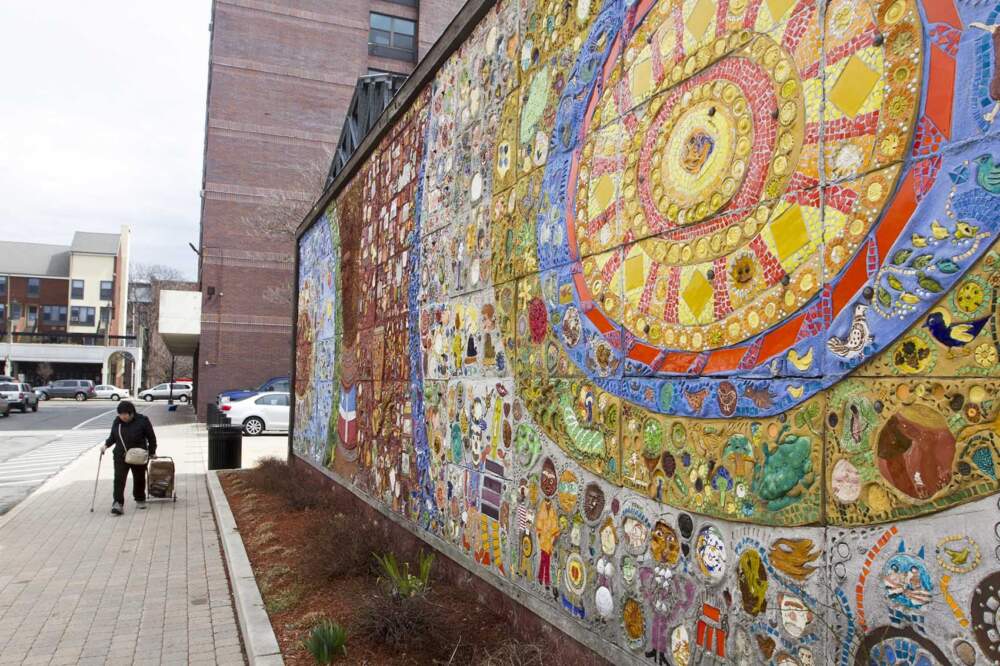 9: Betances Mosaic by Lilli Ann Killen Rosenberg at Villa Victoria, Boston. (Joe Difazio for WBUR)