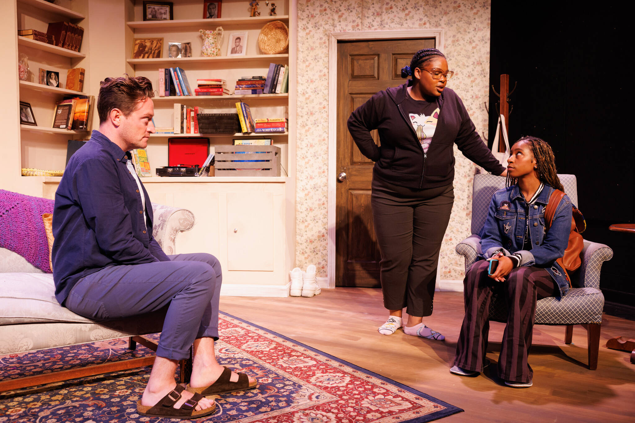 Left to right: Sean Patrick Gibbons, Lorraine Victoria Kanyike and Serenity S'rae in New Rep's &quot;Diaspora!&quot; (Courtesy Ken Yotsukura Photography)