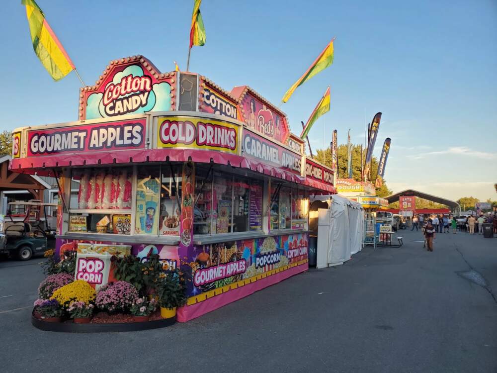 A food stand at the Big E. The 2023 Big E in West Springfield, Massachusetts, will take place between Sept. 15 and Oct. 1, 2023. (Elizabeth Román/NEPM)