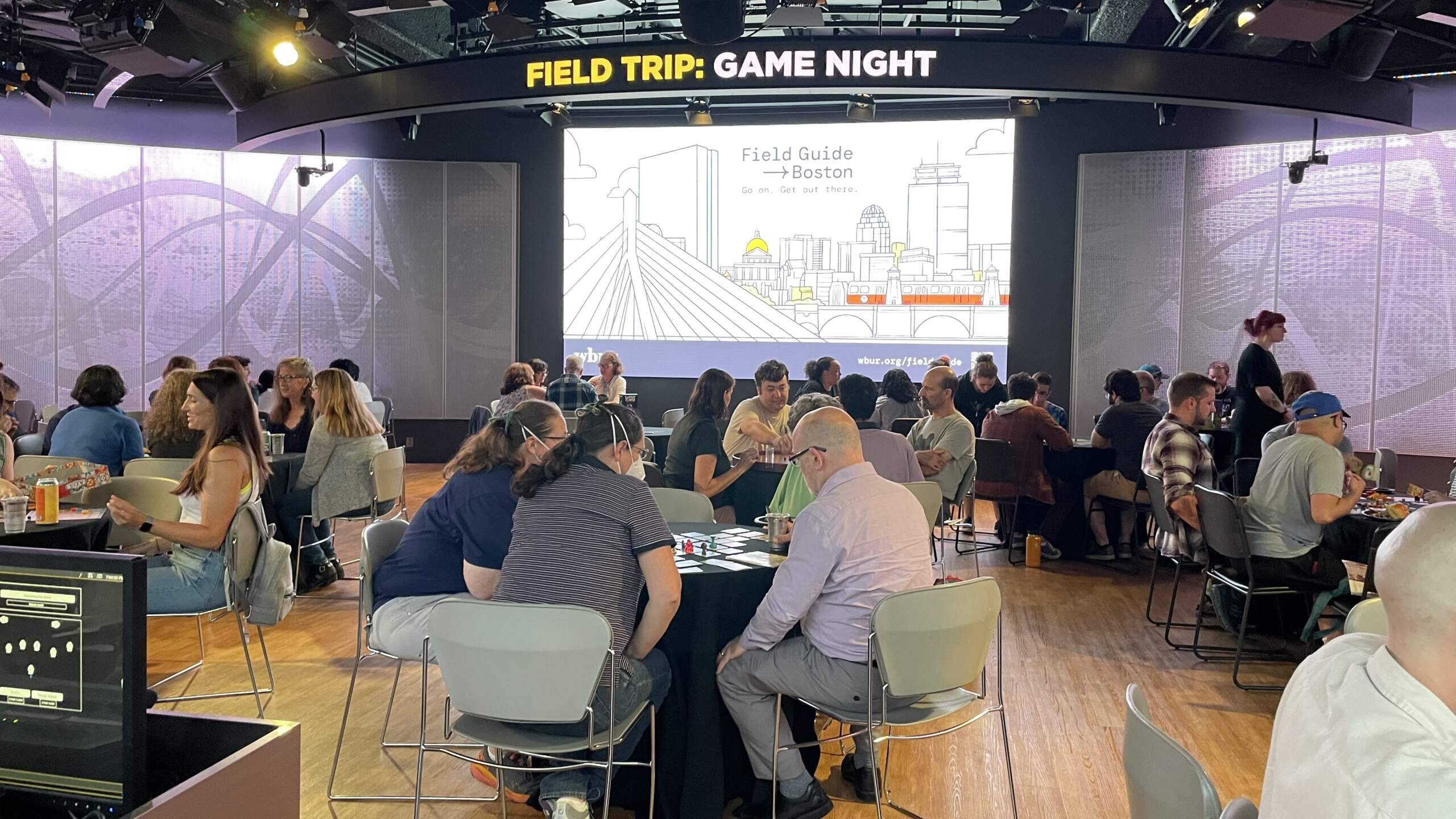 CitySpace guests worked to defeat fellow board game players at Field Trip: Game Night. (Candice Springer/WBUR)
