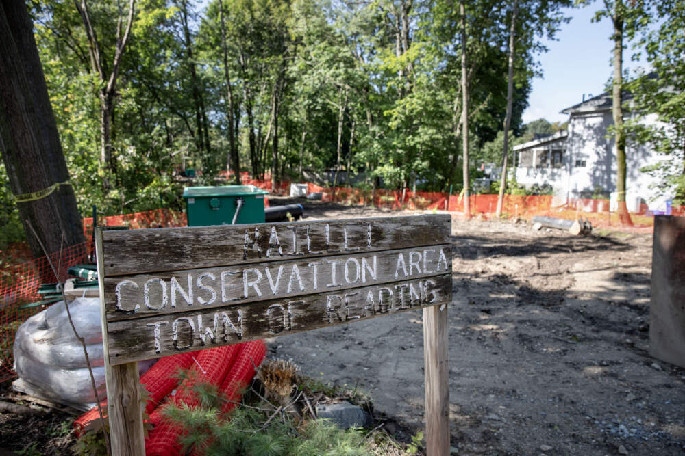 Work gets underway to create a new wetland in the Maillet conservation area in Reading. (Robin Lubbock/WBUR)