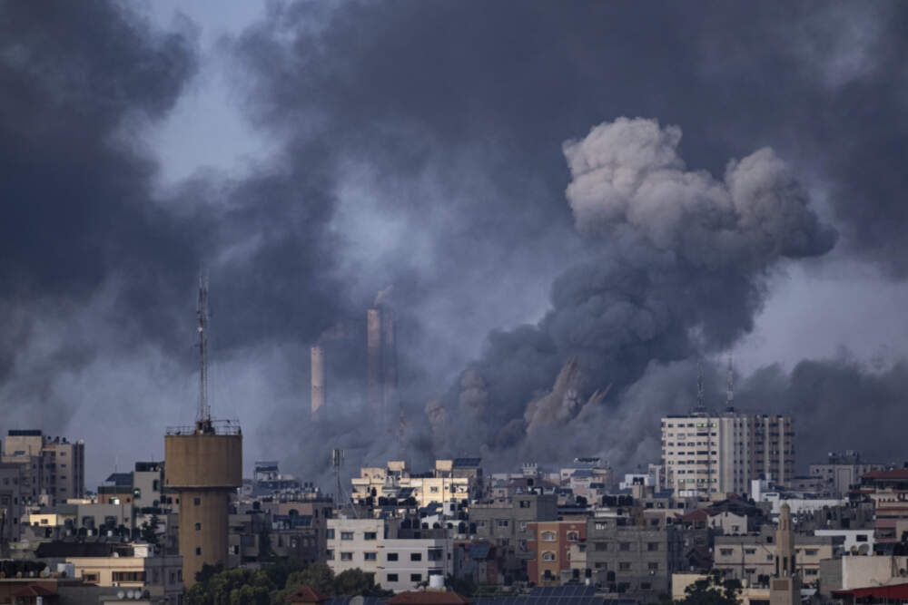 Smoke rises following an Israeli airstrike in Gaza City, Wednesday, Oct. 11, 2023. As Israeli warplanes pummel Gaza to avenge the Hamas attack, Palestinians say the military has largely unleashed its fury on civilians. (Fatima Shbair/AP)