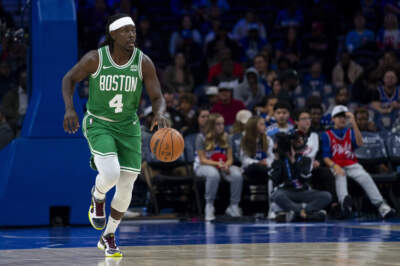 Boston Celtics guard Jrue Holiday in action during a preseason game this month against the Philadelphia 76ers. (Chris Szagola/AP)