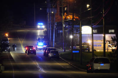 Police respond to an active shooter in Lewiston, Maine, on Wednesday, Oct. 25. (Robert F. Bukaty/AP)