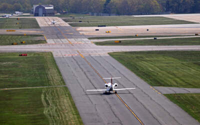 A taxiway at Hanscom Field. (David L. Ryan/The Boston Globe via Getty Images)