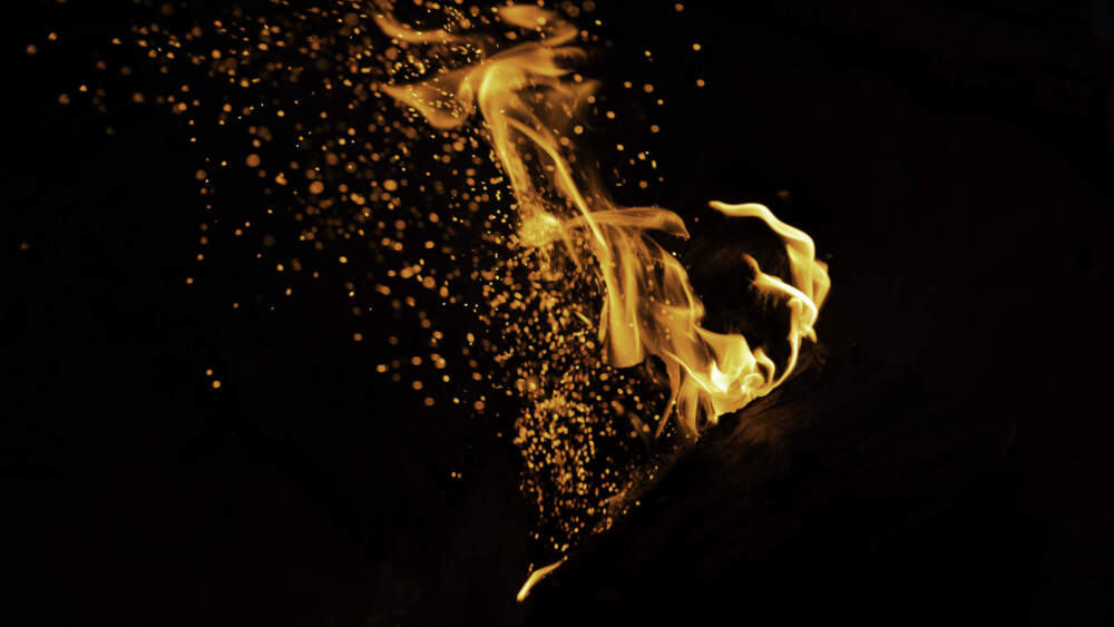 Close-up of fire at night. (Getty)