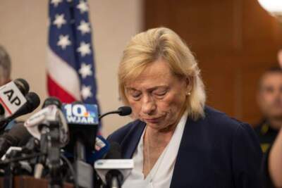 Maine Governor Janet Mills speaks during a press conference about the mass shooting on Oct. 26, 2023 in Lewiston, Maine. (Scott Eisen/Getty Images)