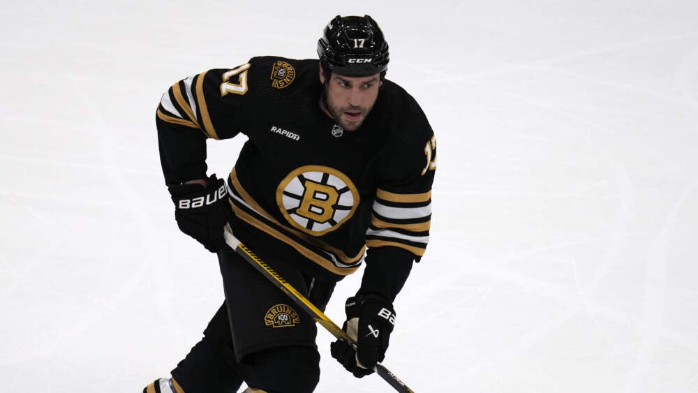 Boston Bruins left wing Milan Lucic during a hockey game, Tuesday, Oct. 3, 2023, in Boston. (Charles Krupa/AP)