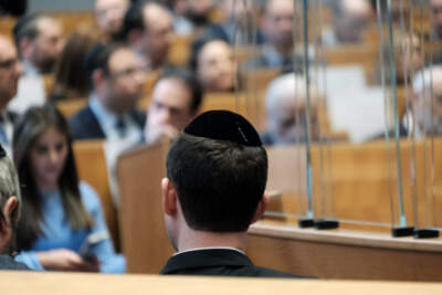 Jewish leaders, politicians and others attend a conference addressing the rise in antisemitic incidents across the United States at the Lincoln Square Synagogue in Manhattan on December 12, 2022 in New York City.  (Spencer Platt/Getty Images)