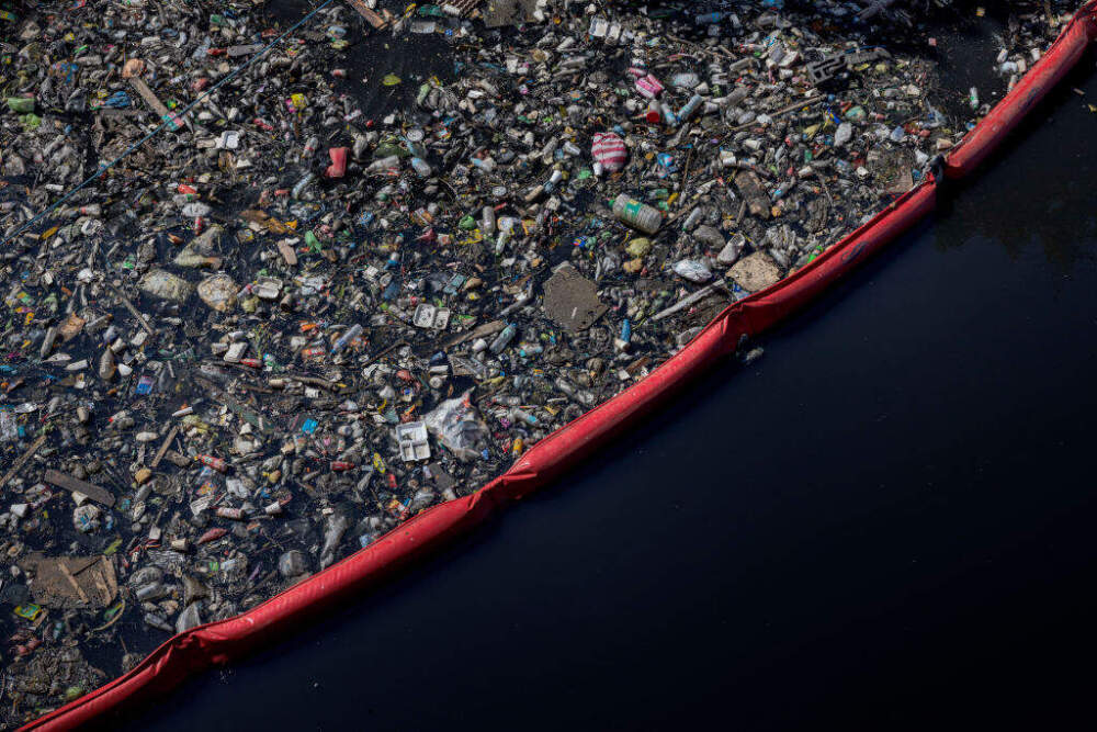 Plastic waste are seen at San Juan river on April 20, 2023 in Manila, Philippines.  (Ezra Acayan/Getty Images)