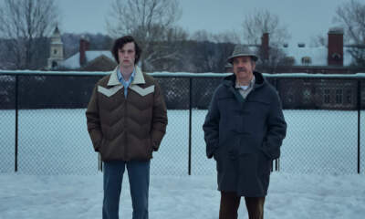 Dominic Sessa and Paul Giamatti in &quot;The Holdovers.&quot; (Courtesy Seacia Pavao/Focus Features)