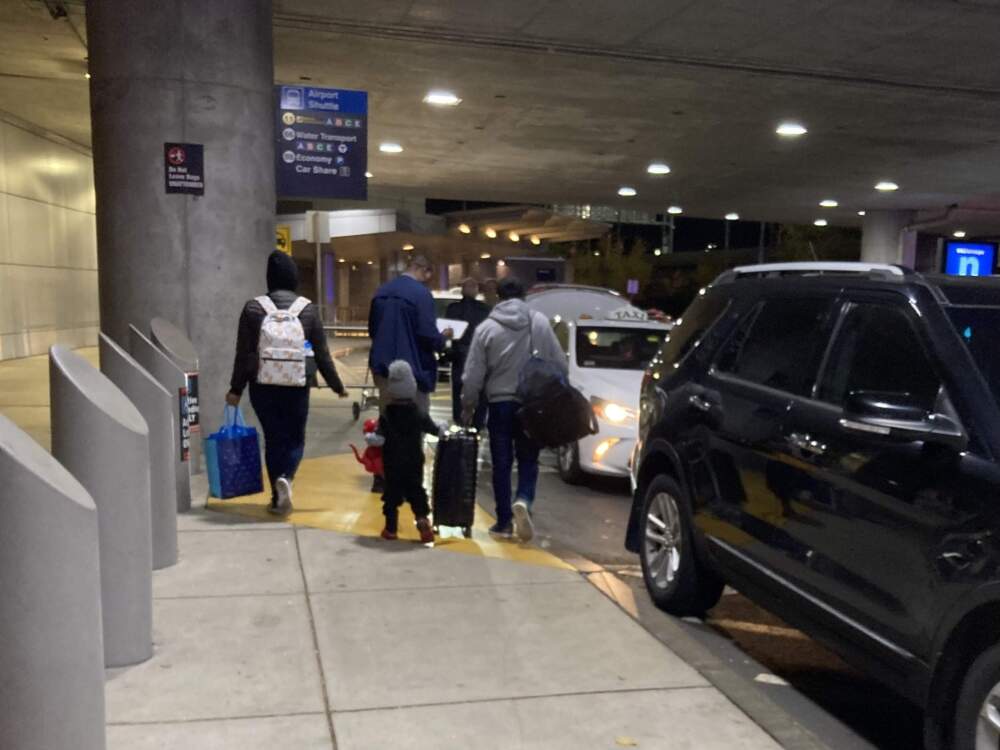 Families left Logan Airport after they were informed they couldn't sleep there. Advocates said there's confusion about where people can go since shelter officials began putting families on waitlist. (Gabrielle Emanuel/WBUR)