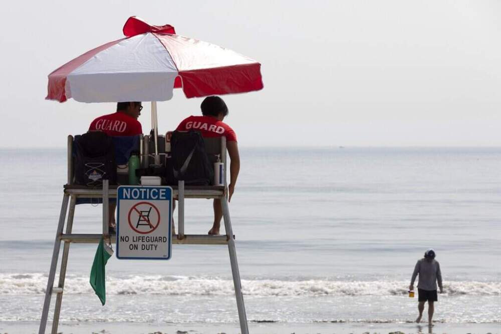 Lifeguards watch over Revere Beach. (Michael Dwyer/AP)