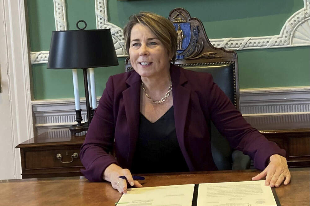 Gov. Maura Healey pictured at the State House in Boston.(Steve LeBlanc/AP)
