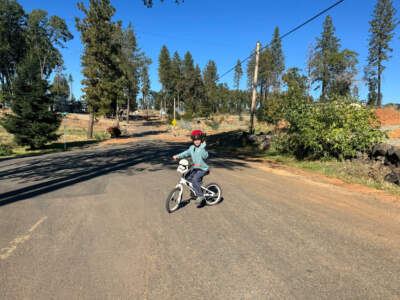 Jeremiah Cooper riding his bike recently in Paradise, Calif. (Courtesy of Andrea Cooper)