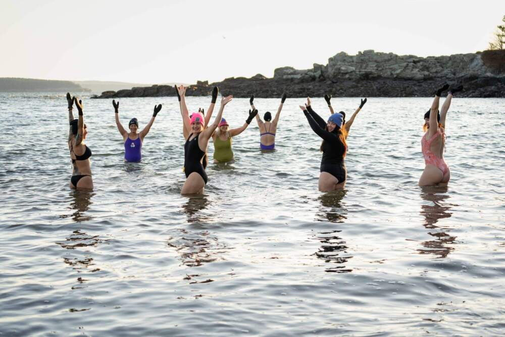 This group of swimmers bared the cold in the waters of Mount Desert Island, Maine. (Courtesy of Gin Majka)