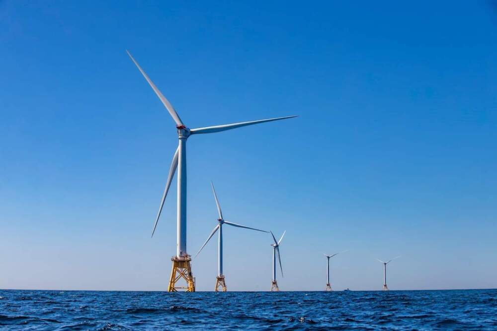 The turbines of the Block Island Wind Farm. (Jesse Costa/WBUR)