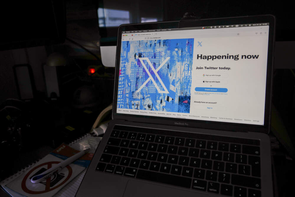 A view of a laptop shows the Twitter sign-in page. (Darko Vojinovic/AP)