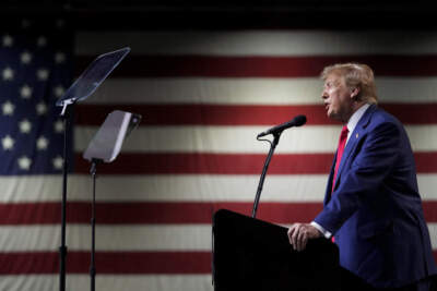 Former President Donald Trump speaks during a rally Sunday, Dec. 17, 2023, in Reno, Nev. The Colorado Supreme Court on Tuesday, Dec. 19, declared Trump ineligible for the White House under the U.S. Constitution’s insurrection clause and removed him from the state’s presidential primary ballot, setting up a likely showdown in the nation’s highest court to decide whether the front-runner for the GOP nomination can remain in the race. (Godofredo A. Vásquez/AP)