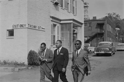 Civil rights activist Martin Luther King Jr. (1929 - 1968, centre) visits Birmingham, Alabama, during the Birmingham campaign, October 22, 1963. (Michael Ochs via Archives/Getty Images)
