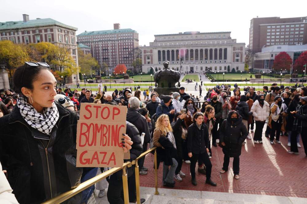 Demonstrators rally at a &quot;All out for Gaza&quot; protest at Columbia University in New York City on Nov. 15, 2023. (Bryan R. Smith/AFP via Getty Images)