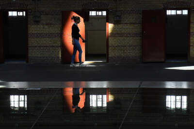 A woman walks through Boschpoort Prison in Breda, the Netherlands on June 9, 2017. (Emmanuel Dunand/AFP via Getty Images)